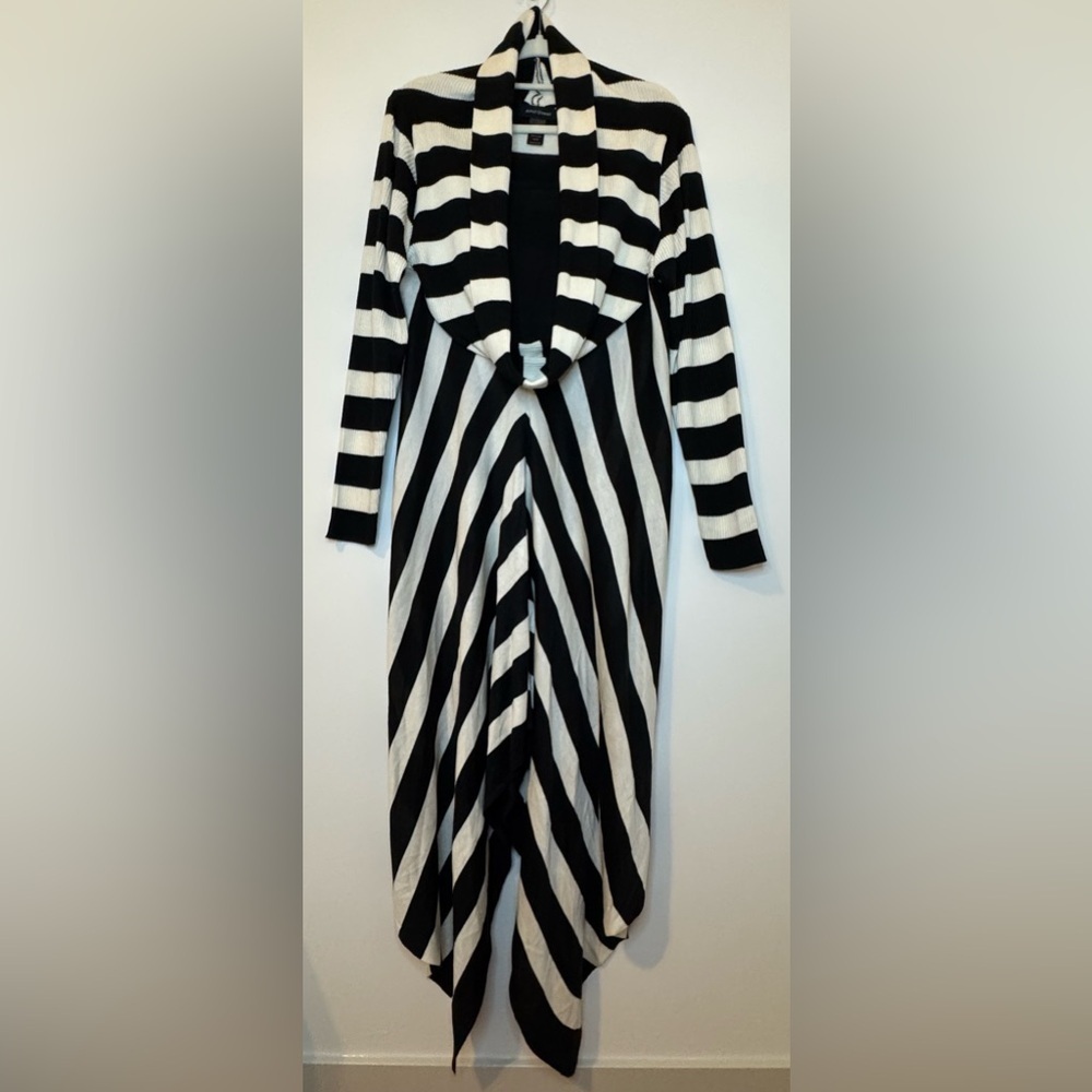 Ashley Stewart Women’s Black and White Striped Asymmetrical Dress Size 14/16